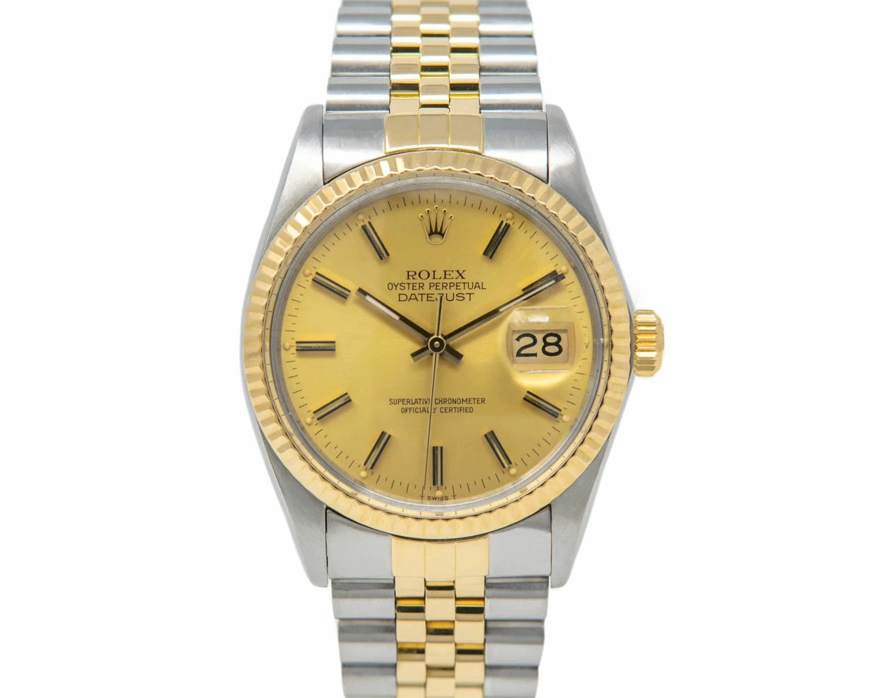 rolex datejust 36 16013 wristwatch champagne face jubilee bracelet 8 1 jpg